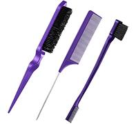 Peine Baby Hair, 3 piezas Baby Hair Brush peine contorno cepillo para chapa de cabello, estabilizador Rattenschwanz Kamm für Frauen Babys Kinder Haare (lila)