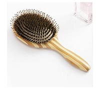 Peine Bambú Cepillo de pelo Herramientas de salón Redondo Jaar Bristles Bambú Peine Masaje Peine de Peinado for Chicas Cuidado de la belleza del cabello Peine Alisador De Cabello(Boar mix nylon)