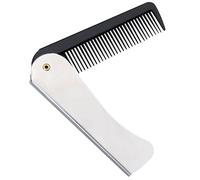 Peine Barba,Peine de Barba Plegable,Peine Pequeño,Peine Hombre,Peine de Barba con Bolsillo Plegable,de Acero Inoxidable,1 Pieza