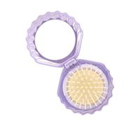 Peine con forma de concha, plegable, con acolchado de aire, diseño compacto de viaje para mujeres y niñas, elegante peine de concha con metal