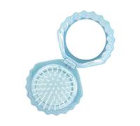 Peine con forma de concha, plegable, con acolchado de aire, diseño compacto de viaje para mujeres y niñas, elegante peine de concha con metal