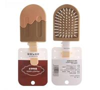 Peine con forma de helado, mini cepillo desenredante que se desliza a través de los enredos para todo tipo de cabello, seco y húmedo, cojín de aire para protección y fácil de transportar para niñas