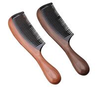 Peine con mango de madera con diseño de cuerno de buey natural, color verde, para el cuidado del cabello