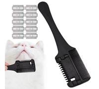 Peine de afeitar para perros gatos, peine cortapelo para perros gatos | Peine de aseo para gatos con 10 maquinillas de afeitar de repuesto, peine de aseo para mascotas, seguro y duradero, para