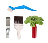 Peine de aleta de aire acondicionado y cepillo de limpieza de bobina, 4 piezas para kit de mantenimiento HVAC con enderezador de acero inoxidable y cepillos plegables para unidades de CA,