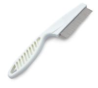 Peine de aseo para mascotas para perros y gatos, herramienta antiestática que elimina enredos y alfombrillas, elimina las manchas de desgarro, pasadores de acero inoxidable de 7.4 pulgadas, mango