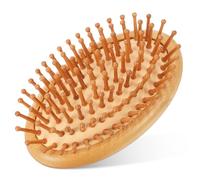 Peine de Bambú el Cuero Cabelludo, 10,5x6,5x2,6cm, beige | Bambú con Acabado Liso, Cerdas Redondeadas, Uso Diario, para Cabello Húmedo y Rutina Diaria