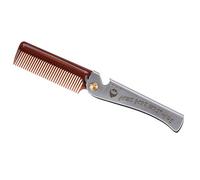 Peine de barba de acero inoxidable Peine de bigote plegable portátil de bolsillo para hombres(Amber + Stainless Steel)