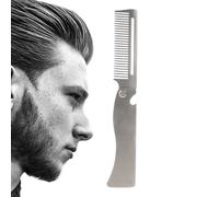 Peine de barba plegable hecho de acero inoxidable peine plegable para hombres, peinado portátil y peine de cuidado para barba, bigote y peinado | Panel de pelo de bolsillo para p