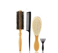 Peine de Barbero Peines para el Cabello Peines de la cola de rata peinados de pelo rizado peinatos antiestáticos robustos y duraderos, juego de 4 piezas portátil y portátil for hombres y mujeres Peine