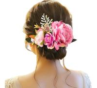 Peine de boda para novia, accesorios para el cabello para mujeres, novia, accesorios para el pelo, peinetas de flores, horquillas para dama de honor, boda, mujer, niña, rosa, accesorio para el pelo de