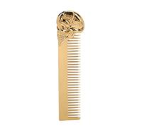 Peine de bolsillo para barba, peine de pelo con patrón de calavera de 5.8 pulgadas para hombres, peine de viaje para peluquería y barba, salón de belleza en casa (dorado)