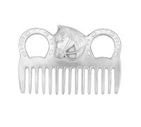 Peine de caballo de metal, herramienta de limpieza de pulido duradera portátil para cola de melena, kit de aseo sin pelo de caballo, metal como se muestra en la imagen, 10x7x0,5