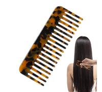 Peine de caparazón de tortuga - Peine antiestático para desenredar el pelo con dientes anchos, hecho a mano, pulido de bolsillo para mujeres, ideal para cabello grueso, cuidado del cabello húmedo y