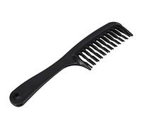 Peine de champú desenredante de doble diente negro con para cabello rizado y húmedo