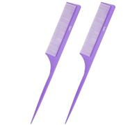 Peine de cola de rata: 2 peines de cola de rata para mujer, punta de separación de dientes finos de fibra de carbono, peine de cola antiestático, peines de pelo para peinar (2 piezas moradas)