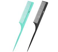 Peine de cola de rata: 2 peines de cola de rata para mujer, punta de separación de dientes finos de fibra de carbono, peine antiestático para peinar (verde, negro)