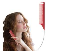 Peine de cola puntiaguda, peine antiestático, 1 herramienta de separación de fibra de carbono con dientes finos, púa de seccionamiento resistente al calor, equipo de salón, pasador de aguja para tejer