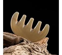 Peine de dientes anchos de cuerno de Yak Natural, peine for masaje del cuero cabelludo de meridianos, cuidado de la piel de los ojos, acupuntura Gua Sha Spa, herramienta de belleza, 1 Uds.
