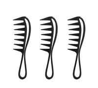 Peine De Dientes Anchos De Plástico De 4 Piezas, Peine Para Peinar El Cabello Rizado, Textura En Espiga, Unisex (Negro, Gris Plateado).
