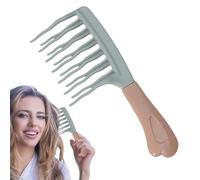 Peine de dientes anchos para rizos,Peine de doble grosor con hebillas naturales - Accesorio de peluquería ergonómico Glide para rutina capilar mujeres niñas viajes salón