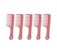 Peine de dientes anchos peinado antiestático mango ergonómico borde redondo seguro peine de peluquería práctico para el hogar viaje oficina 5 piezas ABS 16,2 x 4,8 cm