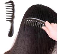 Peine de dientes anchos, peine de cabello de sándalo negro antiestático con mango engrosado, 8x2 liso y sin costuras de madera de cabello natural de madera para hombres.