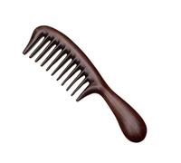 Peine de dientes anchos sándalo con mango tambor, herramienta aseo for el cabello Material ébano for hombres(Dark Brown)