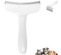 Peine de dientes en V, cepillo de aseo para perros y gatos para desprendimiento, peines apretados en forma de V con mango ergonómico para pelo largo y corto de mascotas (blanco, L)