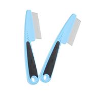 Peine de Dientes Finos de Acero Inoxidable Azul, 2 Piezas | Diseño de Púas Metálicas, Mango Ergonómico, Uso Cómodo para Peinado y Cuidado del Pelo