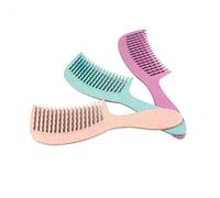 Peine de dientes ondulados de color para niñas, peine de peinado para el cabello, peine plano de paja de trigo respetuoso con el medio ambiente