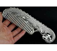 Peine de dragón tallado de cobre blanco y plateado de 17 cm hecho a mano en China
