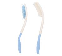 Peine de largo con diseño curvo y agarre triangular ergonómico para manos débiles o movilidad reducida, cepillo ligero de ABS para desenredar suavemente el cabello, ideal para uso diario