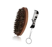 Peine de madera de lujo para barba, cepillo de cerdas de jabalí opcional para mantenimiento del cabello de cara gruesa, peine de aseo para hombres