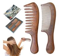 Peine de madera de sándalo - Caja de regalo de 2 piezas de madera de sándalo - Material de Bóis de Şantal | Diente fino y ancho de 9 pulgadas, 250 g, sistema de masaje meridiano mejora la salud para