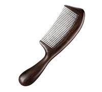 Peine de madera de sándalo for mujeres y hombres: dientes anchos y finos for desenredar, hecho a mano en sándalo negro con mango, antiestático y antienredos for cabello rizado.