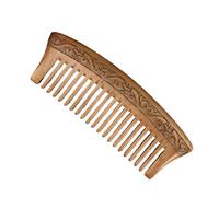Peine de madera de sándalo, peine desenredante de dientes anchos y finos for mujer, hecho a mano en madera de melocotón vintage, antiestático, ideal for viajes, masaje del cuero cabelludo.
