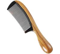 Peine de madera de sándalo verde 100 % natural hecho a mano de longitud extra con cuerno de búfalo, peine de madera antiestático con aroma a sándalo natural para desenredar el cabello