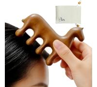 Peine de madera - Herramienta masajeadora de cabeza con diseño de caballo de 9,5x9 cm, peine de madera natural | Accesorio de aseo para estimulación del cuero cabelludo, largo, corto, rizado, re