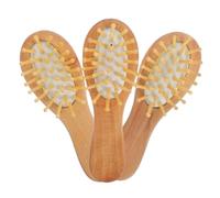 Peine de Madera Multiusos Portátil Función Masaje, 3 Piezas | Bambú y Goma, Diseño Beige Elegante, Adecuado para Chicas y Señoras, Práctico para Llevar