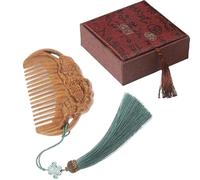 Peine de madera para el pelo, diseño de flores de sándalo, mini cepillo masajeador, no estático, hecho a mano, para el cuidado del cuero cabelludo, modelado para mujeres, niñas, mamás