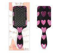 Peine de masaje antiestático para el cabello, cojín de aire, cepillo de pelo rosa brillante, corazones de amor, cepillo de masaje cuadrado para mujeres y niñas