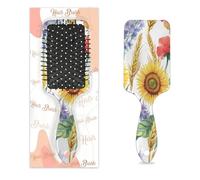 Peine de masaje antiestático para el cabello, cojín de aire, cepillo para el cabello, girasoles, amapolas, maíz, cuadrado, cepillo de masaje para mujeres y niñas
