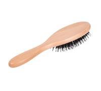 Peine de Masaje Cabello Ovalado de Madera con Cerdas de Jabalí | Accesorio Limpiador Incluido, Mango Ergonómico, Reduce Presión del Cojín Color Aleatorio