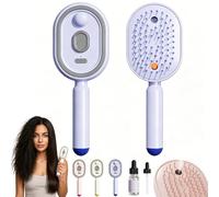Peine de masaje con cojín de aire en aerosol eléctrico: peine voluminizador autolimpiante, antienredos, antiestático y peine for el cuidado del cabello con aromaterapia con aceites(Purple)