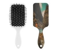 Peine de masaje con señal de tráfico en la montaña para hombres y mujeres, cepillo de pelo largo, corto, delgado, rizado, recto u ondulado, peine de cojín de aire con asa, regalo para mujeres