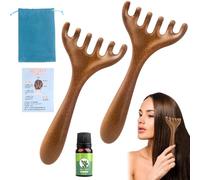 Peine De Masaje De 2 Piezas, Gua Sha, Masajeador De Cuero Cabelludo, Peine De Masaje Meridiano De Seis Garras Peine De Madera Para Cuero Cabelludo, Cabeza, Cuello Y Rostro