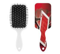 Peine de masaje de cartas de fondo rojo para hombres y mujeres, cepillo de pelo largo, corto, fino, rizado, recto u ondulado, peine de cojín de aire con asa, regalo para mujeres