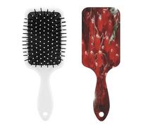 Peine de masaje de frutas y hojas rojas para hombres y mujeres, cepillo de pelo largo, corto, fino, rizado, recto u ondulado, peine con cojín de aire con asa, regalo para mujeres