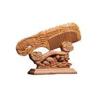 Peine de masaje de madera color melocotón for mujer, hecho a mano, con diseño decorativo tallado y hueco, portátil.